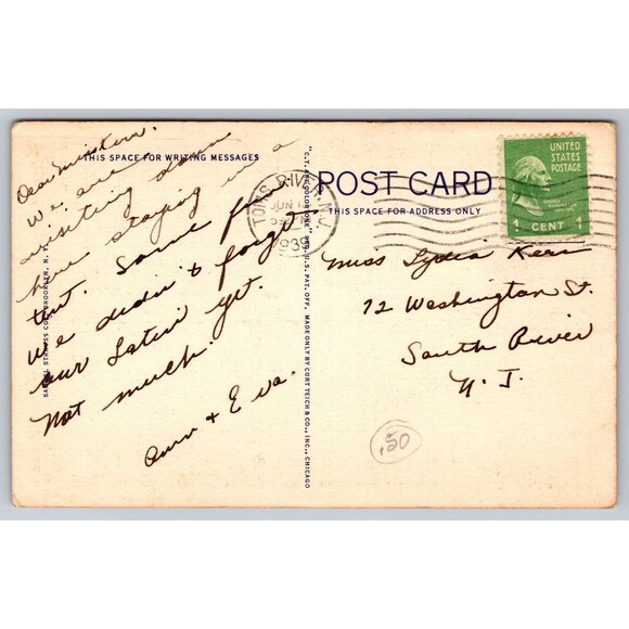 Postcard New Jersey Point Pleasant Beach Moonlight on the Ocean Full Moon 1939 - Picture 2 of 2